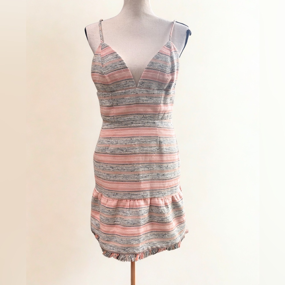Lovers + Friends Pink and Gray Striped Mini Dress - Picture 1 of 10